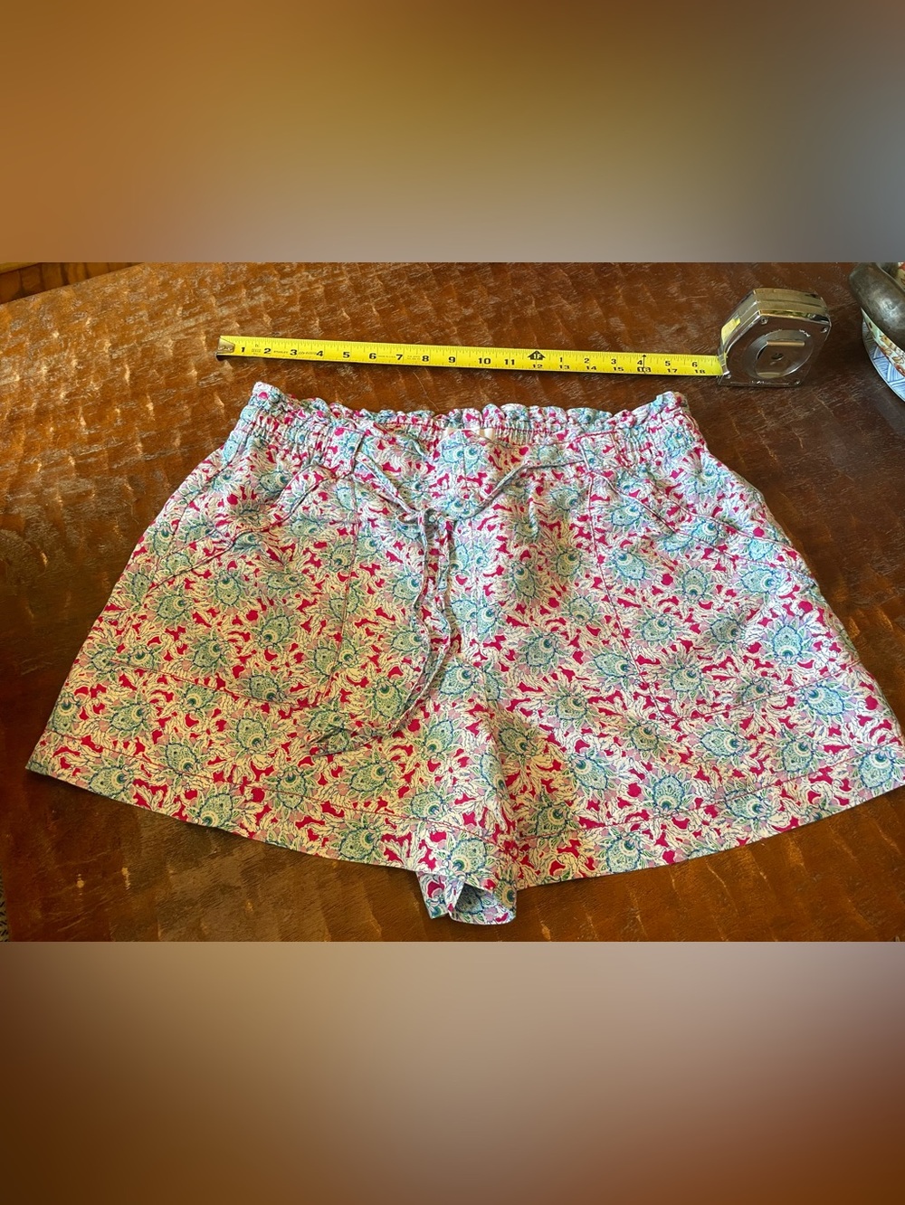 Loft floral Print Cotton-Blend Women’s Shorts — Pink & Green Large